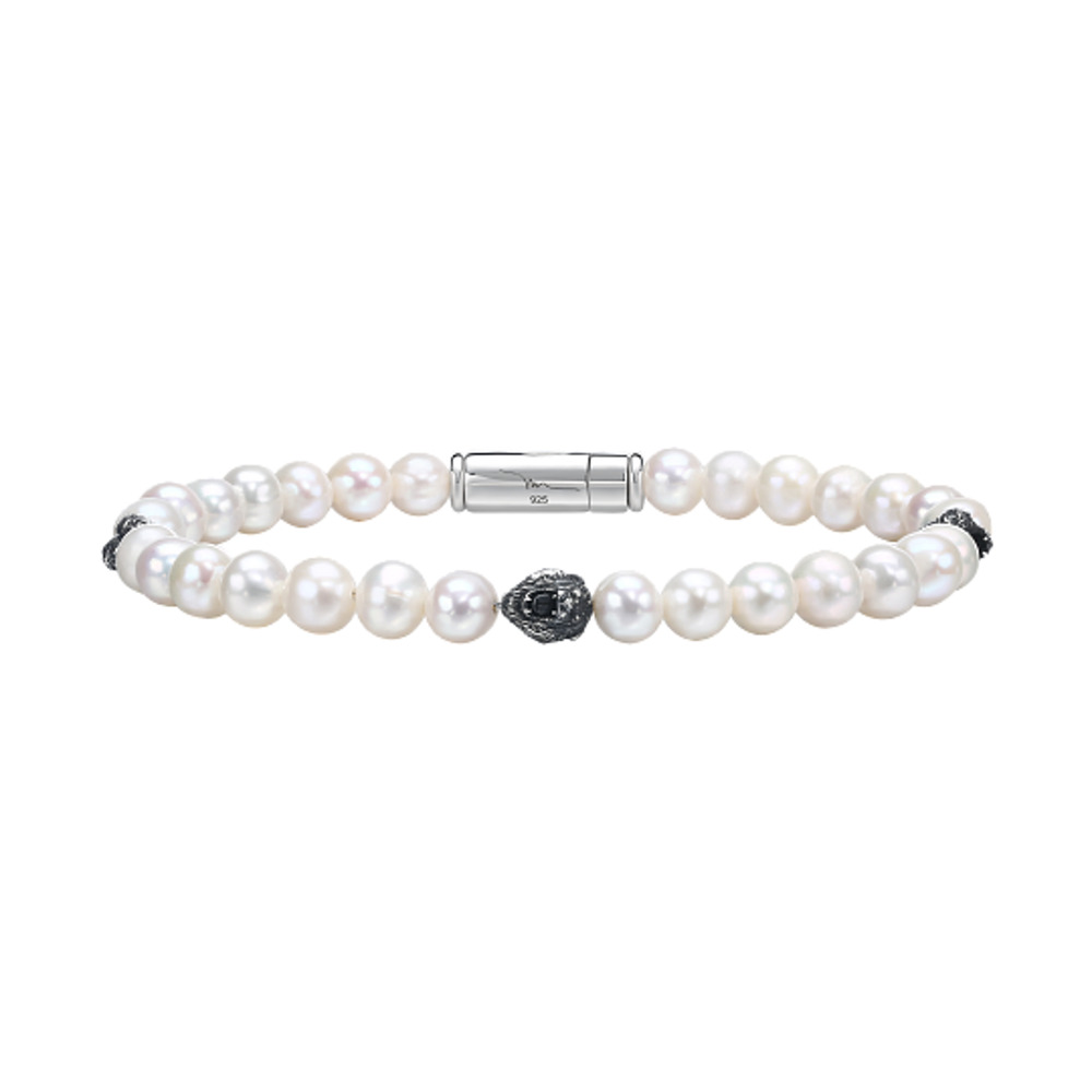 Bulova Marc Anthony Classic White Pearl Lion Silver Bracelet BVB1161-WSWPRL